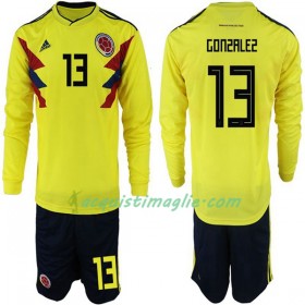 Divisa di Calcio Colombia Gonzalez 13 Bambino Prima Mondiali 2018 Manica Lunga